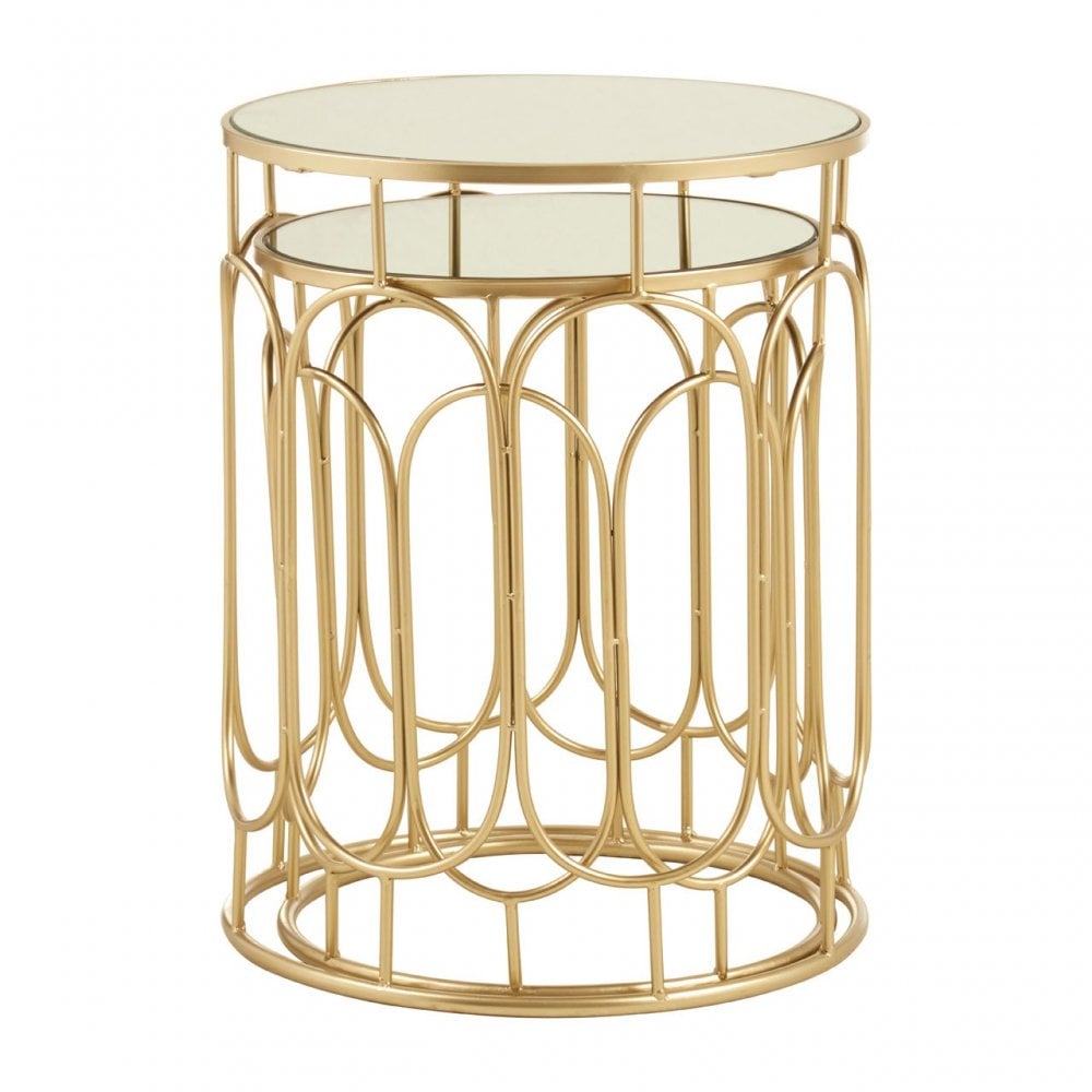 Anvil Set of 2 Champagne Metal Side Tables Champagne
