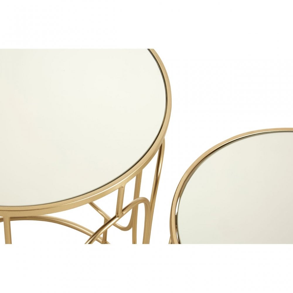 Anvil Set of 2 Champagne Metal Side Tables Champagne
