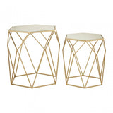 Anvil Set of 2 Hexagonal Side Tables Champagne
