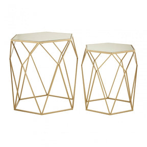 Anvil Set of 2 Hexagonal Side Tables Champagne