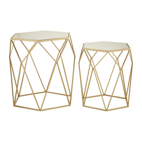 Anvil Set of 2 Hexagonal Side Tables Champagne