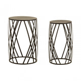 Avantis Set of 2 Black Metal Round Side Tables Black