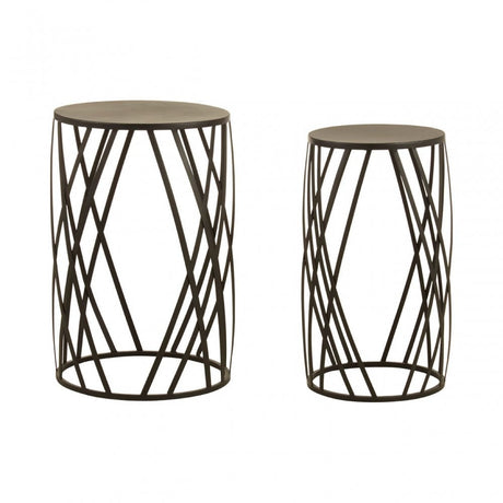 Avantis Set of 2 Black Metal Round Side Tables Black