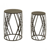 Avantis Set of 2 Black Metal Round Side Tables Black