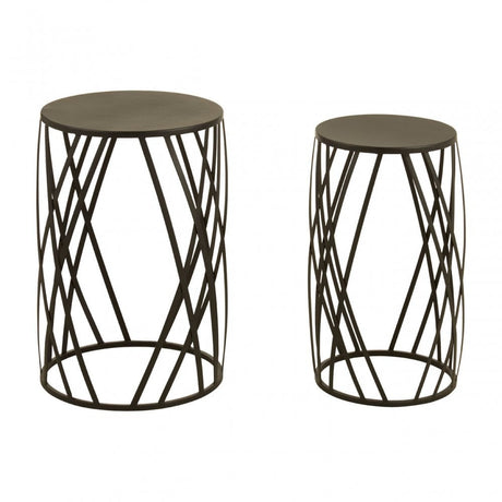 Avantis Set of 2 Black Metal Round Side Tables Black