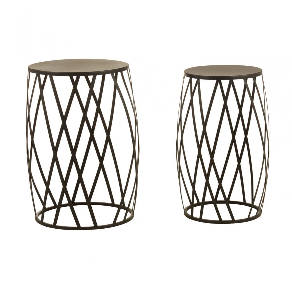Avantis Set of 2 Black Metal Round Side Tables Black