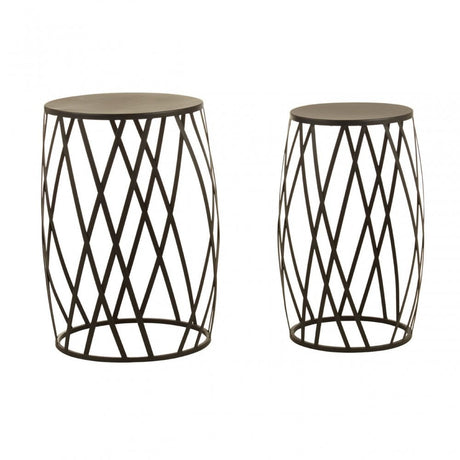 Avantis Set of 2 Black Metal Round Side Tables Black