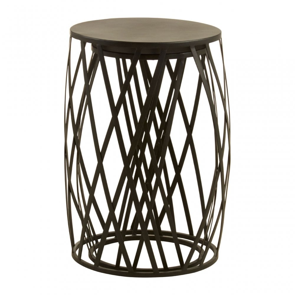 Avantis Set of 2 Black Metal Round Side Tables Black