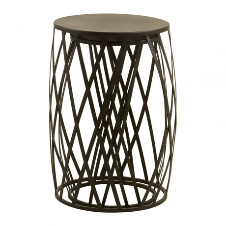 Avantis Set of 2 Black Metal Round Side Tables Black