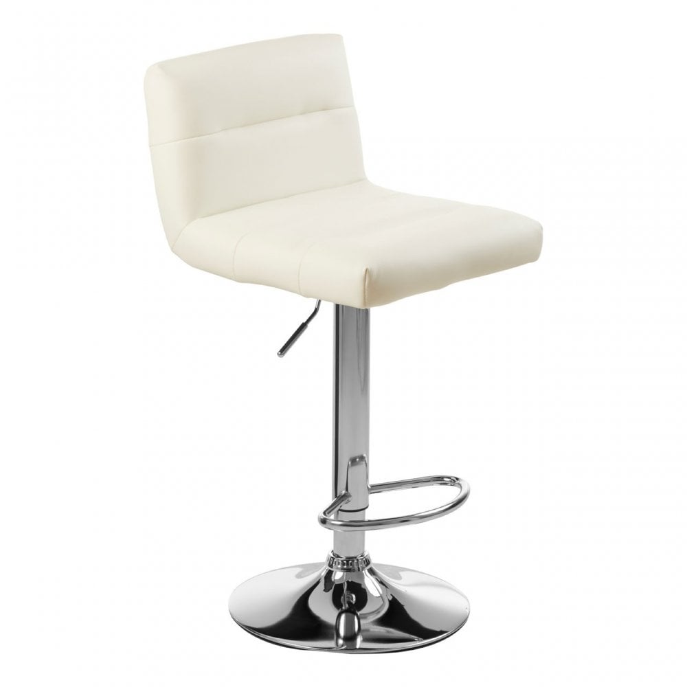Baina White Seat Bar Stool with Chrome Base White
