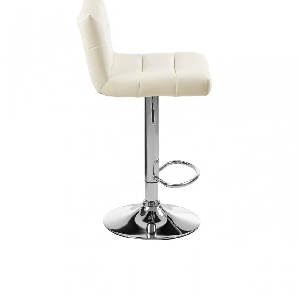 Baina White Seat Bar Stool with Chrome Base White