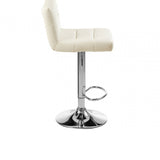 Baina White Seat Bar Stool with Chrome Base White