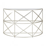 Rubia Silver Leaf Demilune Console Table Silver
