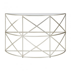Rubia Silver Leaf Demilune Console Table Silver