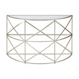 Rubia Silver Leaf Demilune Console Table Silver