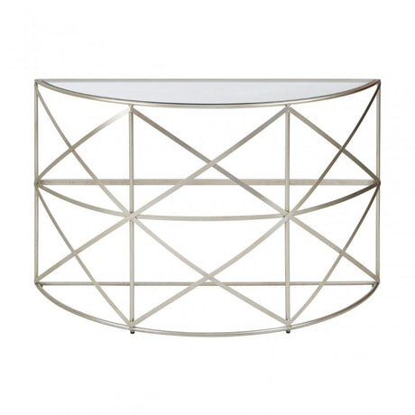 Rubia Silver Leaf Demilune Console Table Silver