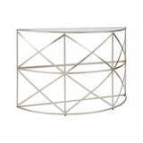 Rubia Silver Leaf Demilune Console Table Silver