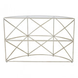 Rubia Silver Leaf Demilune Console Table Silver