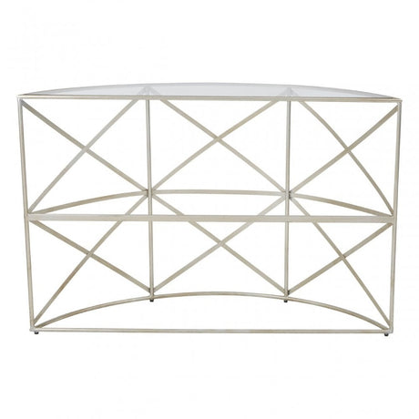Rubia Silver Leaf Demilune Console Table Silver