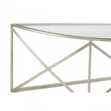Rubia Silver Leaf Demilune Console Table Silver