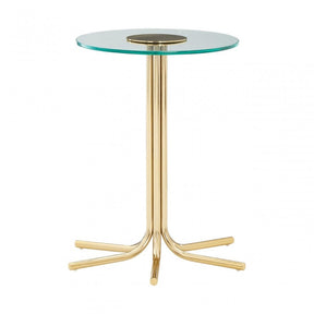 Miley Side Table with Glass Top Gold