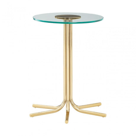 Miley Side Table with Glass Top Gold