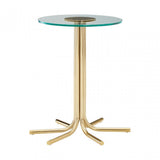 Miley Side Table with Glass Top Gold