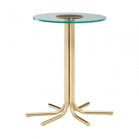 Miley Side Table with Glass Top Gold