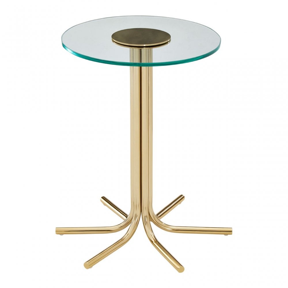Miley Side Table with Glass Top Gold