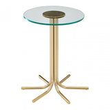 Miley Side Table with Glass Top Gold