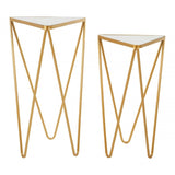 Anvil Set Of 2 Gold Finish Triangle Tables Gold