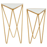 Anvil Set Of 2 Gold Finish Triangle Tables Gold