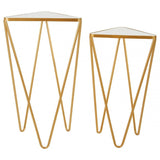 Anvil Set Of 2 Gold Finish Triangle Tables Gold