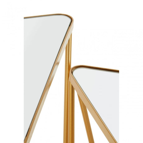 Anvil Set Of 2 Gold Finish Triangle Tables Gold