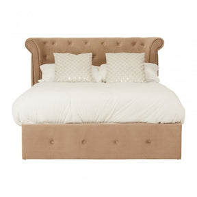 Edison Beige Double Ottoman Bed Beige