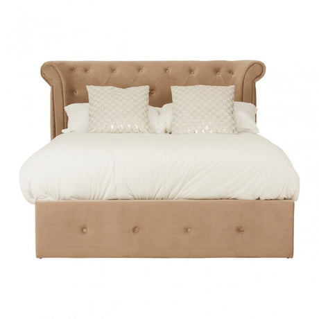 Edison Beige Double Ottoman Bed Beige