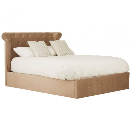 Edison Beige Double Ottoman Bed Beige