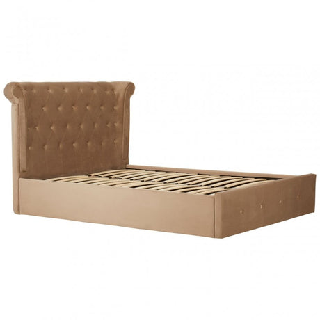 Edison Beige Double Ottoman Bed Beige