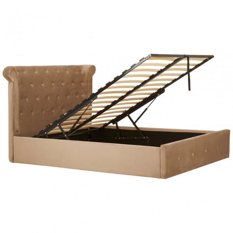 Edison Beige Double Ottoman Bed Beige