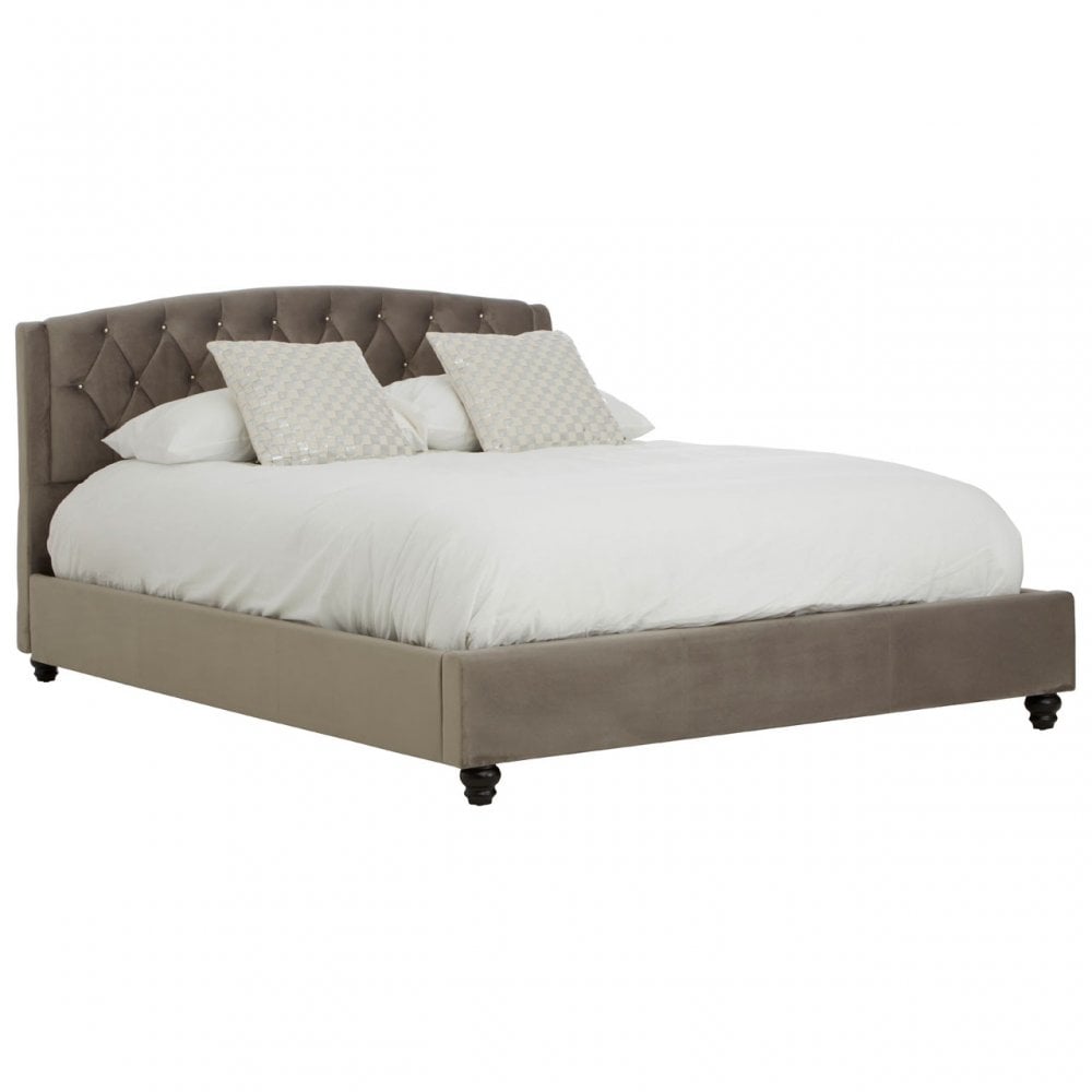 Josephine Velvet Kingsize Bed Grey