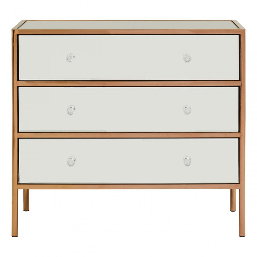 Goldie 3 Drawer Chest Rose Gold