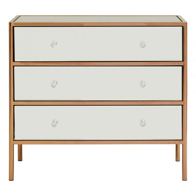 Goldie 3 Drawer Chest Rose Gold