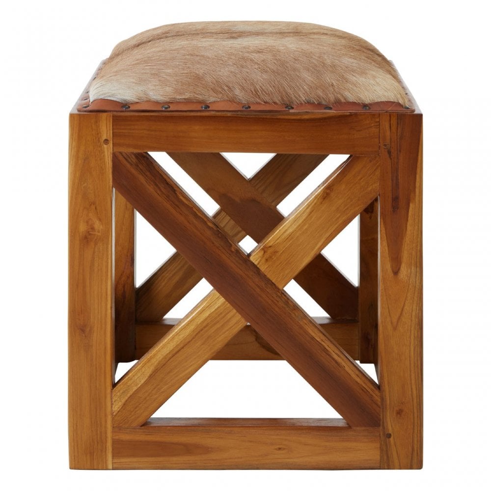 Kourtnai Goat Leather Stool Natural