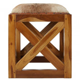 Kourtnai Goat Leather Stool Natural