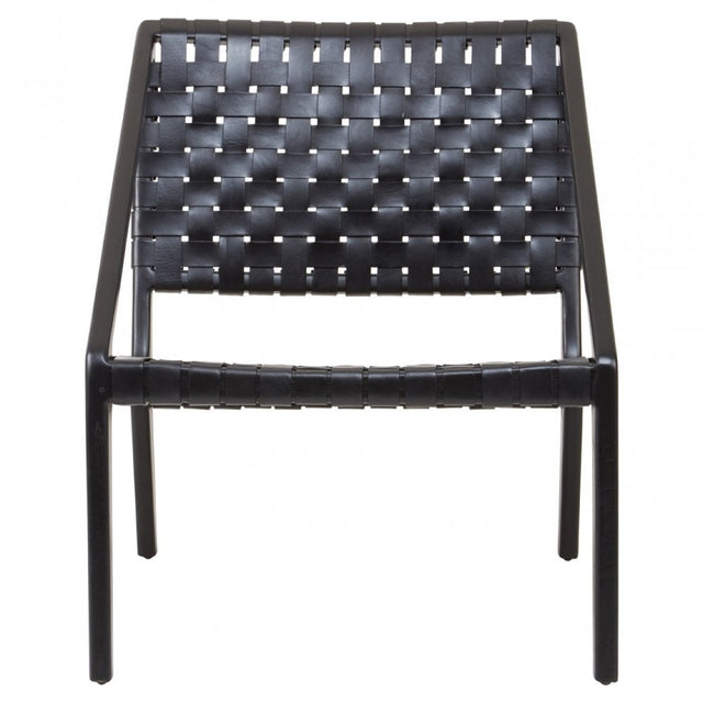 Kourtnai Black Leather Woven Chair Black