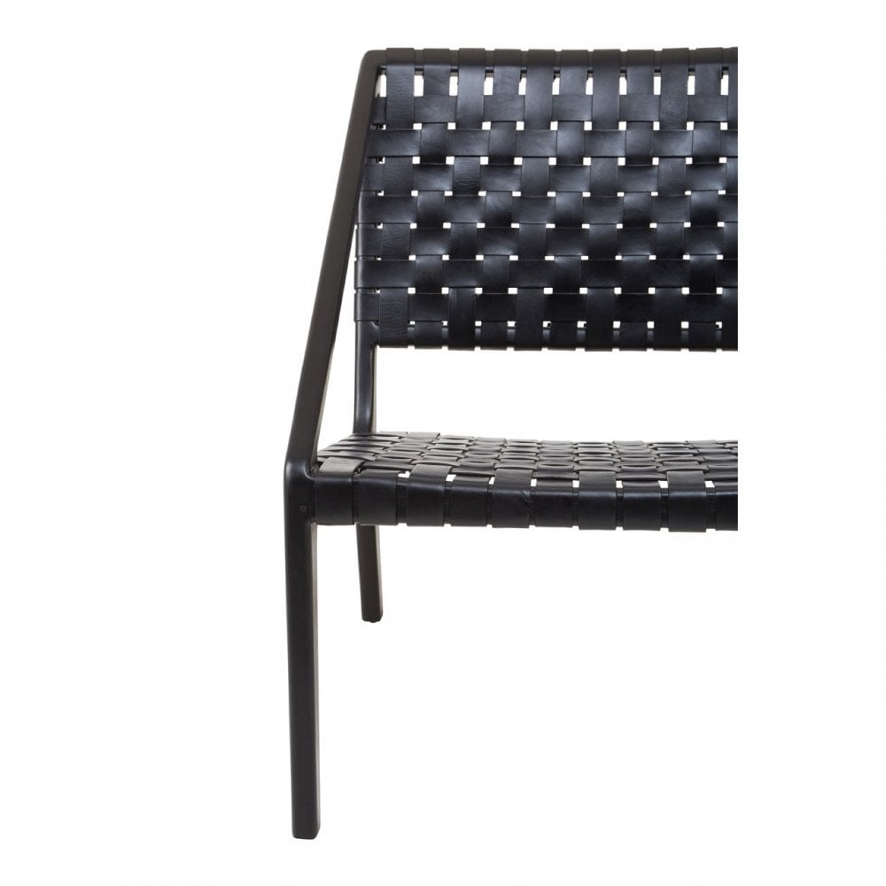 Kourtnai Black Leather Woven Chair Black