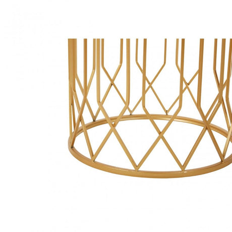 Anvil Set of 2 Gold Frame Round Side Tables Gold