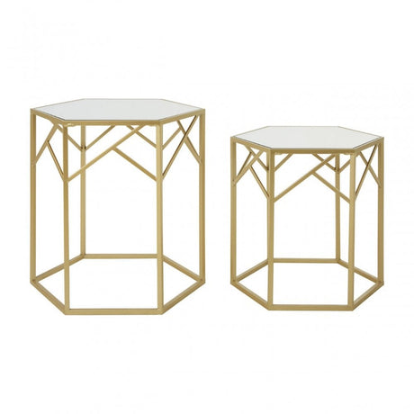 Anvil Set of 2 Hexagonal Side Tables Champagne