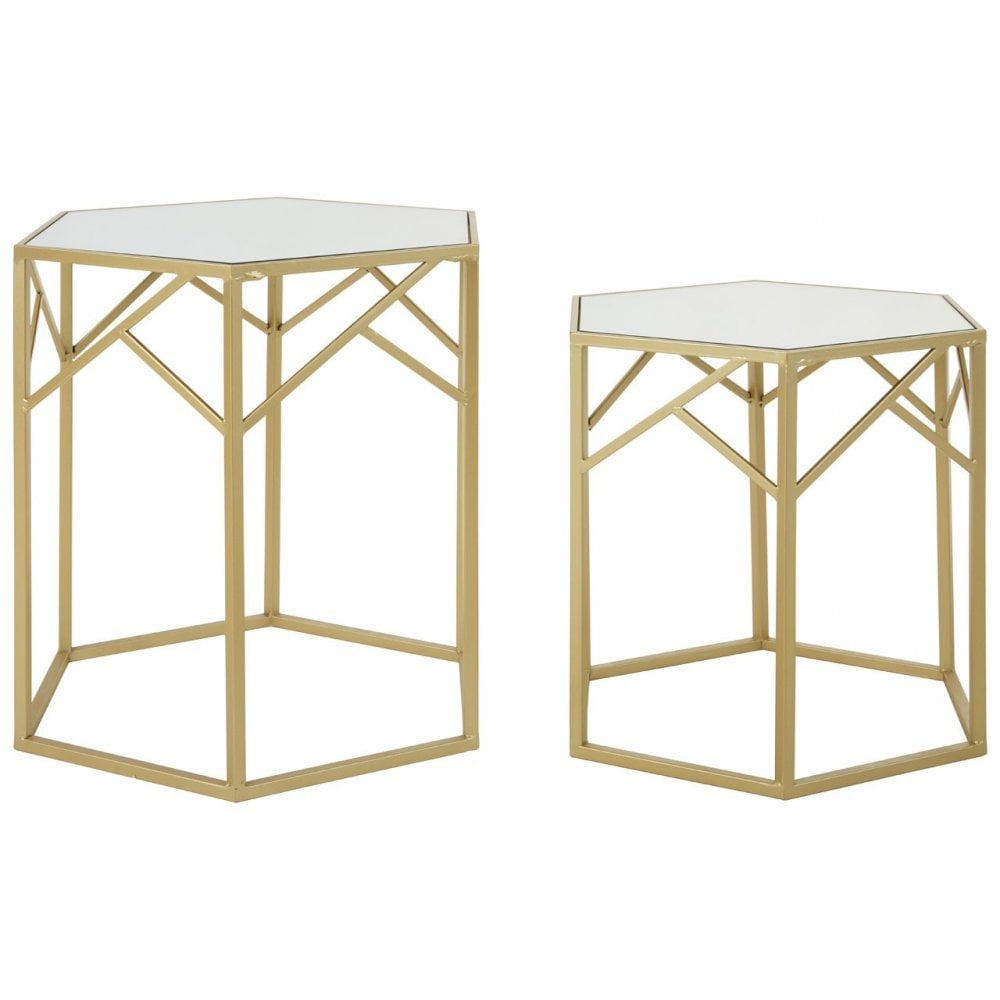 Anvil Set of 2 Hexagonal Side Tables Champagne