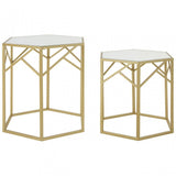 Anvil Set of 2 Hexagonal Side Tables Champagne